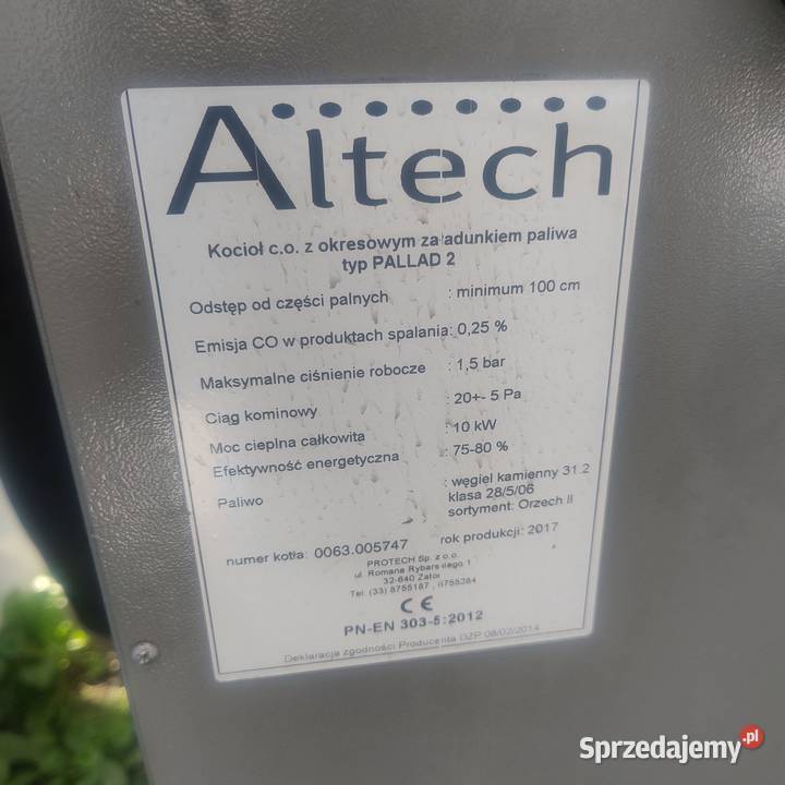 Kocioł na drzewo i węgiel Altech 10kW zbiornik Dom i Ogród zachodniopomorskie Kamień Pomorski