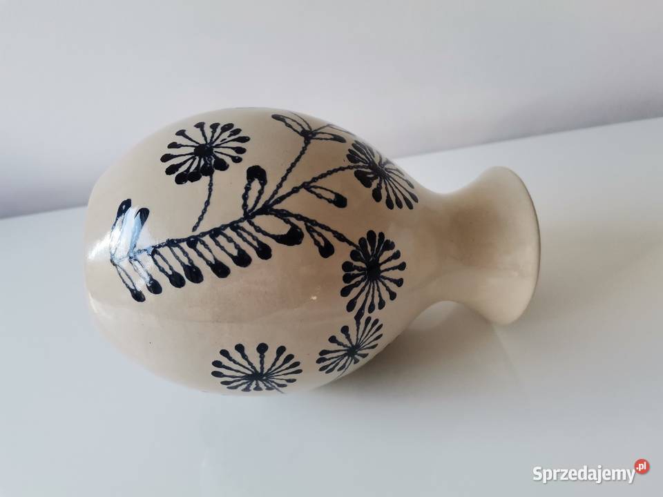 Stary wazon w kobaltowe kwiaty Porcelana i szkło śląskie Katowice