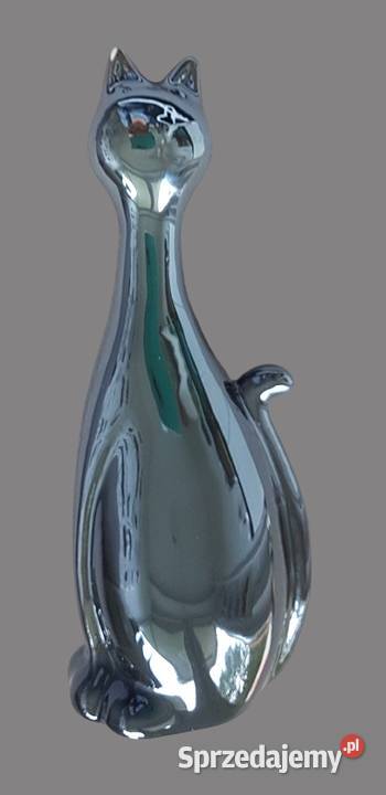 Urocza dekoracja figurka ceramiczna czarny kotek