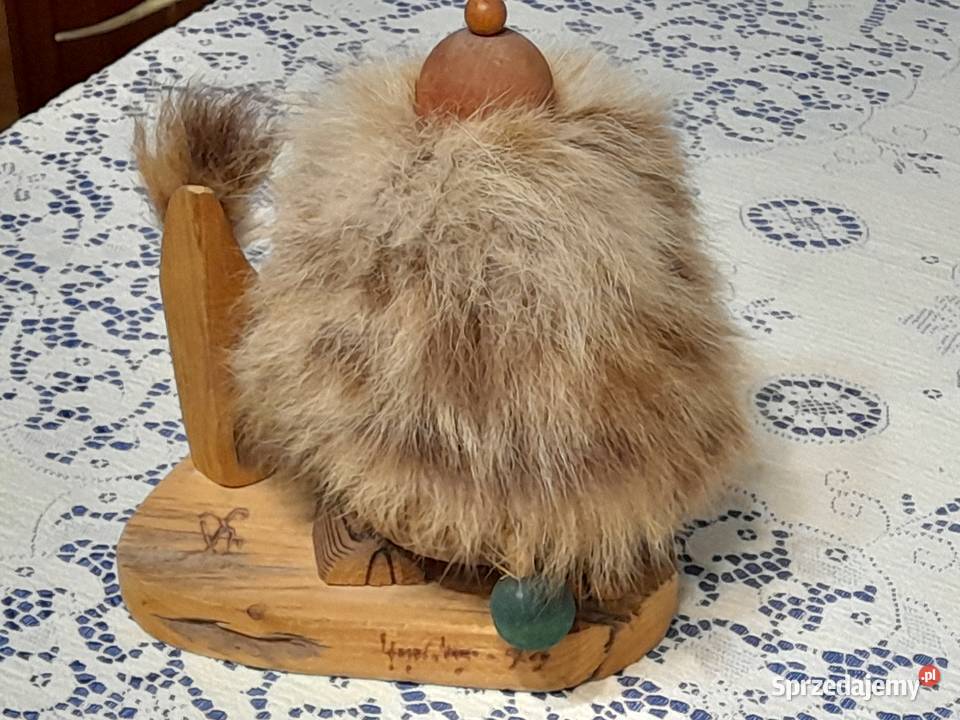 Vintage Drewniany szwedzki Troll figurka Iłża