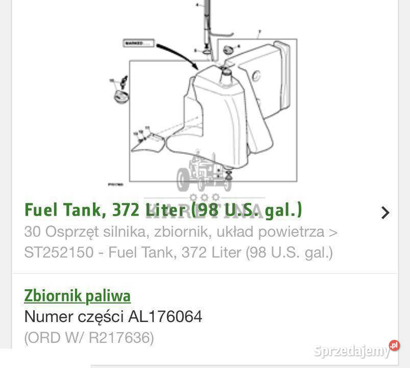Zbiornik Paliwa John Deere 7530 Premium Jastrzębniki