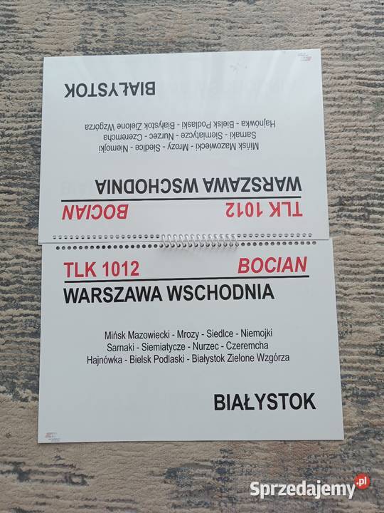 Zeszyt tablic relacyjnych TLK Biebrza Bocian Biała Podlaska