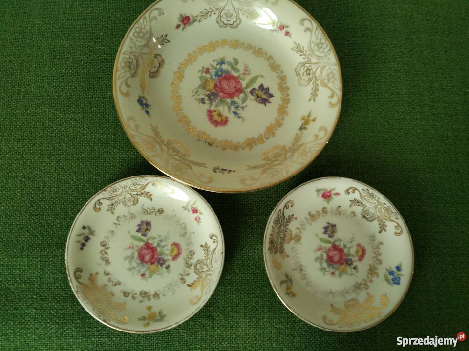 Paterka i dwa małe talerzyki porcelana Elbenbein Gorlice