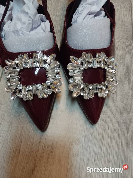 4142 Bordowe czółenka szpilki wieczorowe z sprzedam