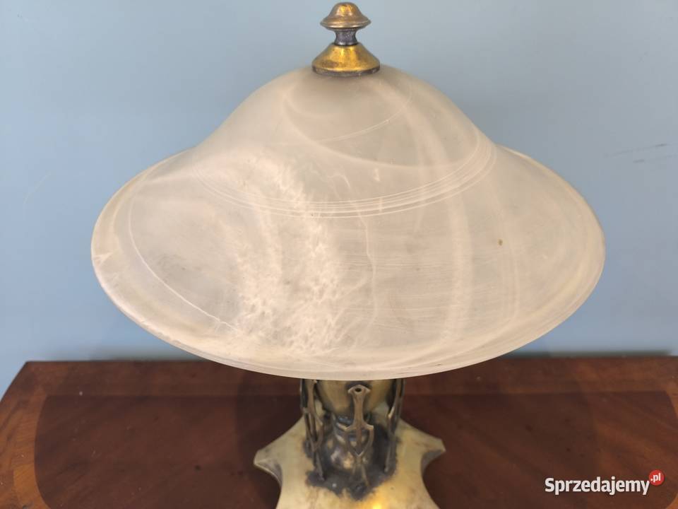 Mosiężna lampa z mlecznym kloszem Łódź sprzedam