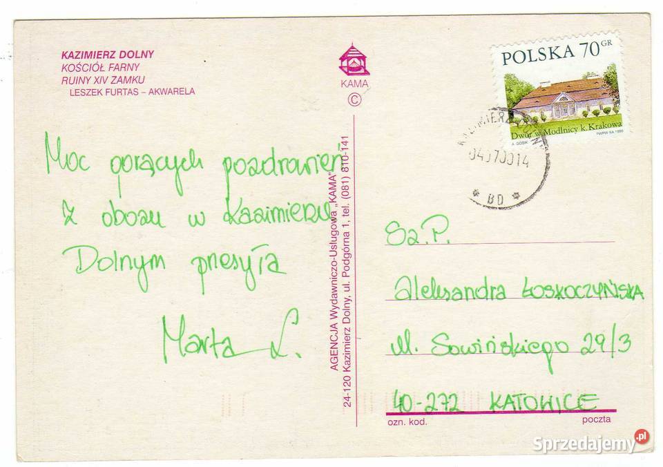 KAZIMIERZ DOLNY AKWARELA POCZTÓWKA Krynki