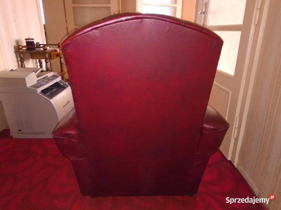 Fotel na kółkach fotele PRL imitacja skórzana 94cm Łódź