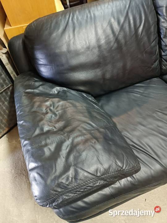 Skórzana czarna kanapa używana posiadam 2 takich Lubartów sprzedam