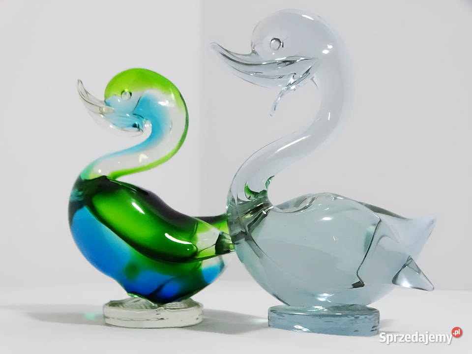 Dwie szklane figurki kaczek jedna wielobarwna Biłgoraj sprzedam