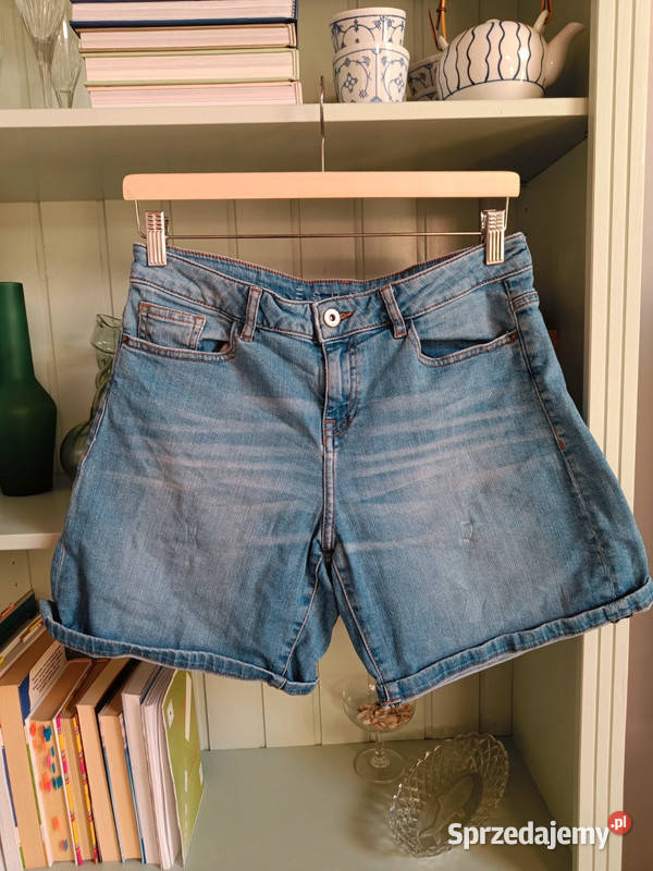 Dłuższe szorty rybaczki jasny jeans Esprit r M L Moda i Styl Dąbrowica