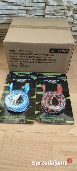 USBA micro USB NOWE KABLE RELOAD Micro USB 25 m łódzkie Łódź sprzedam