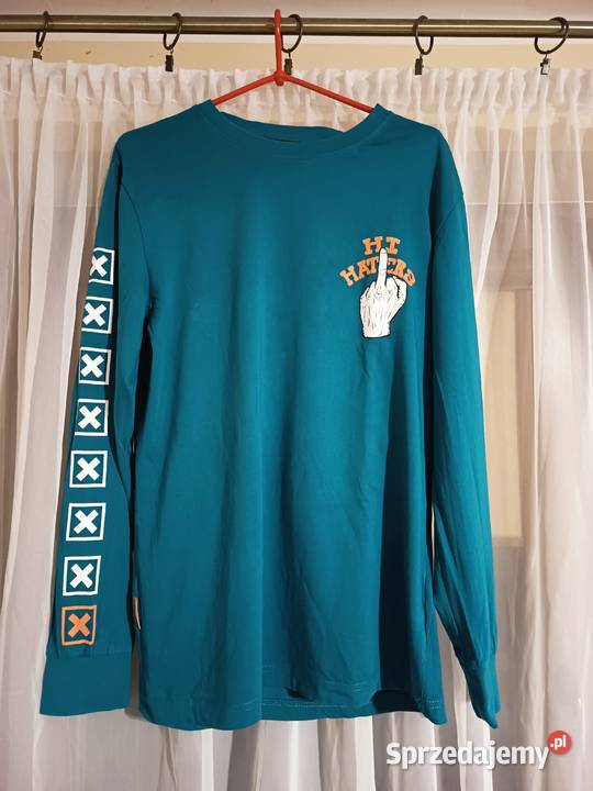 Koszulka Męska Longsleeve Długi Rękaw Nadruk pomarańczowy Suwałki sprzedam