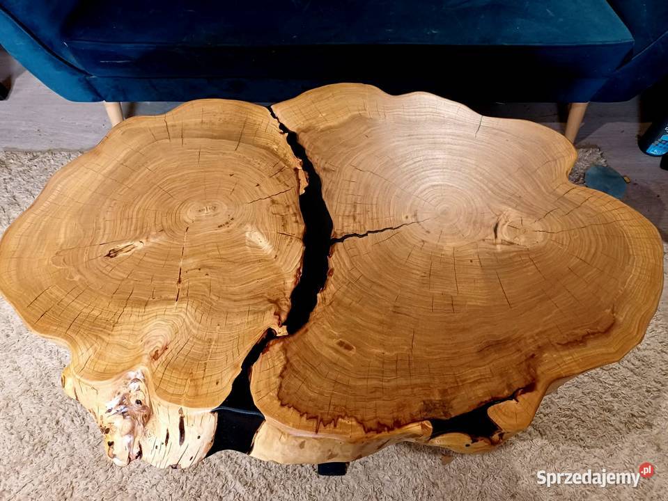 Stolik kawowy live edge plaster drewna Śrem
