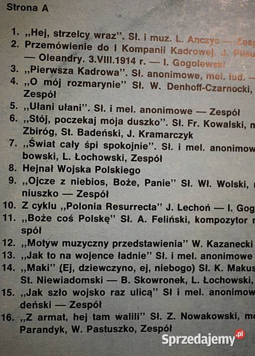 Pieśni Legionowe płyta w stanie