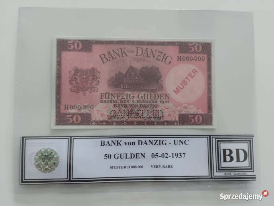 WOLNE MIASTO GDAŃSK 50 gulden 1937 UNC MUSTER Białystok