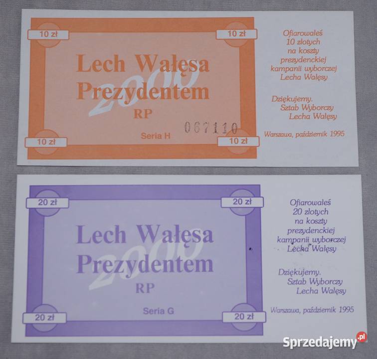 Cegiełki sztabu wyborczego Lecha Wałęsy 1995r Płock