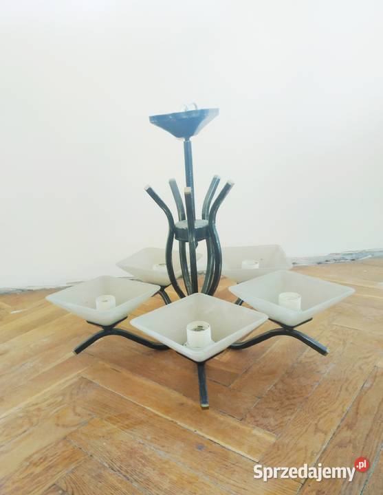 ŻYRANDOL 5 KLOSZY lampa wisząca kinkiet PRL