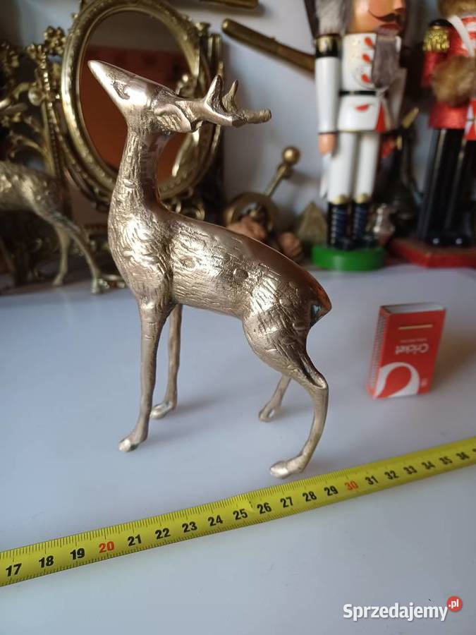 Piękna mosiężna figura jelonka Poznań