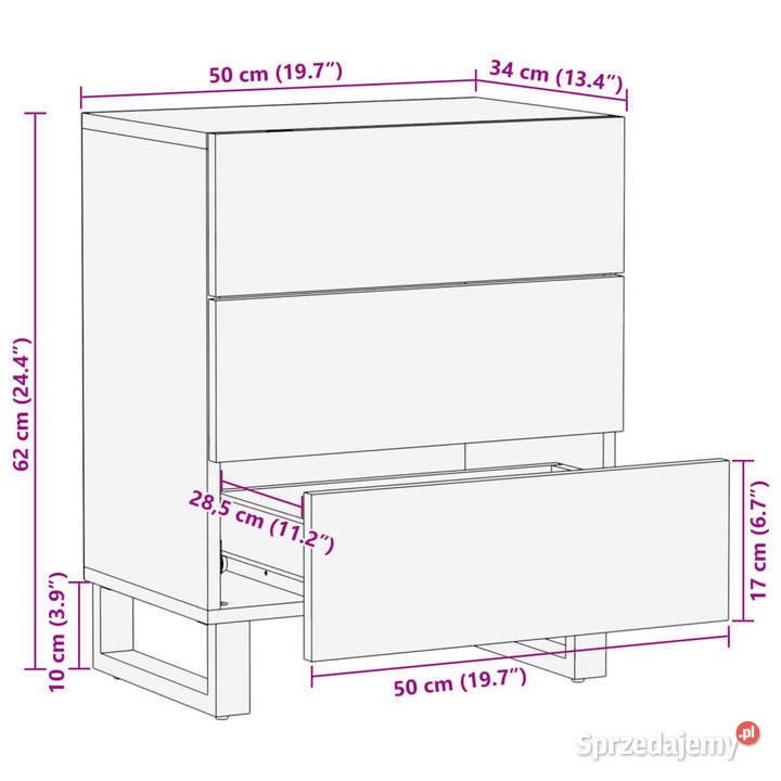 Szafka nocna 50x34x62 lite drewno akacjowe Warszawa
