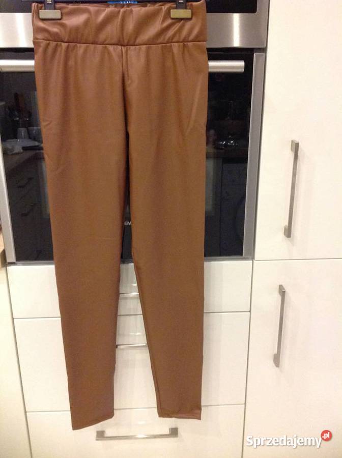 Legginsy skórzane damskie Camelowe S Nowe Rozmiar 36(S) Nowa Sól sprzedam