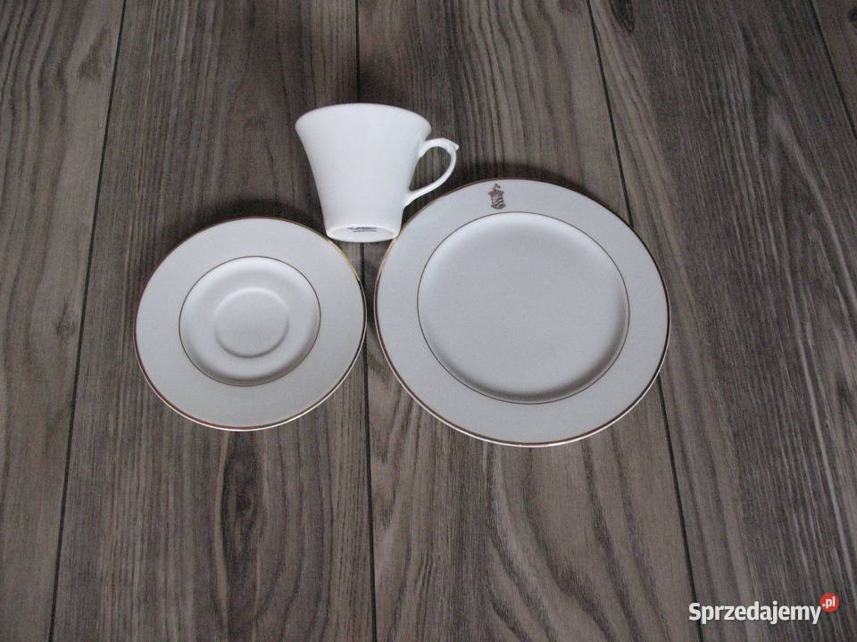 Kolekcja Śląska Bogucice filiżanka 2 talerzyki biały śląskie Chorzów
