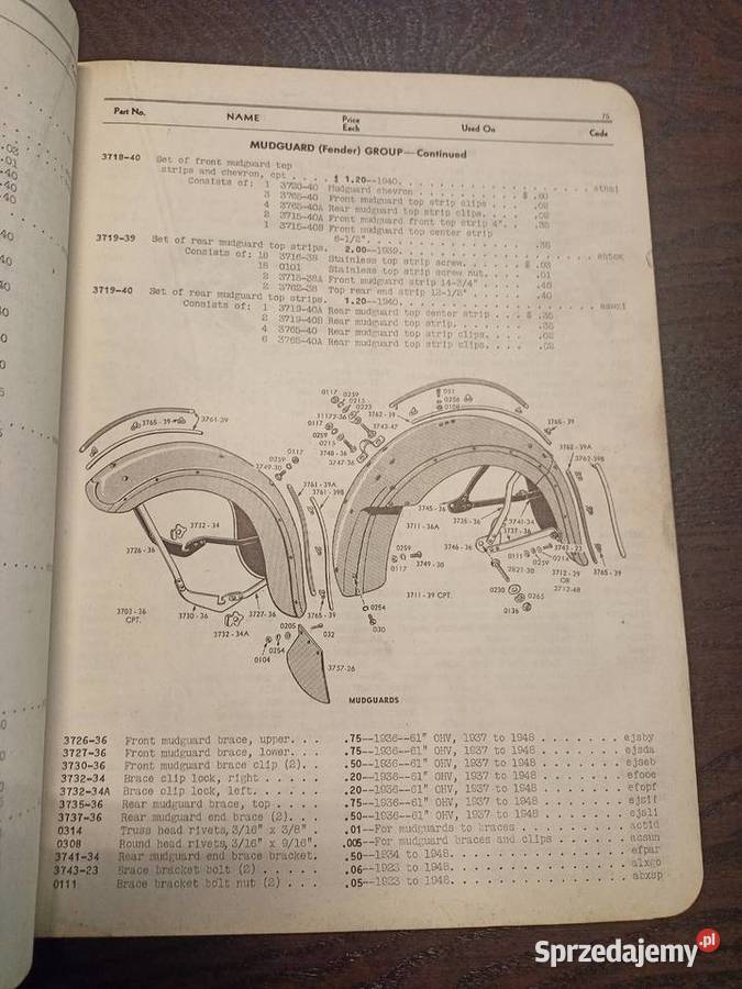 Katalog części Harley U ULH UH E EL F FL Bydgoszcz sprzedam
