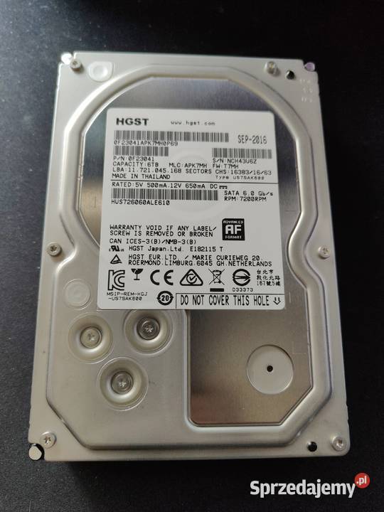 hgst 6t hdd 35 dp 2016 śląskie Radlin sprzedam