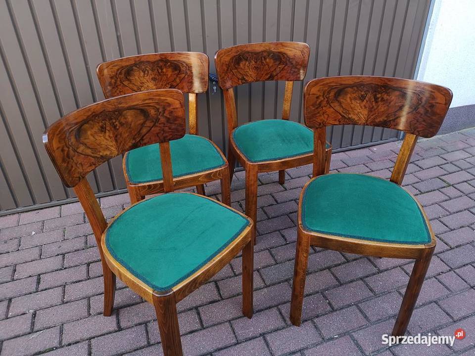 Krzesła ARTDECO Orzech Stare Antyk Komplet 4 Swarzędz sprzedam