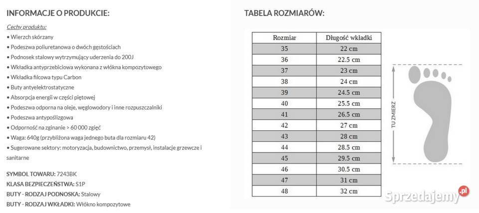 Buty Robocze Skórzane BETA 7243BK rozmiar 45 małopolskie