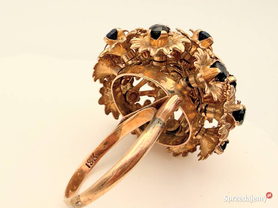 Wspaniały bukiet szafirów Vintage pierścionek Szczecin