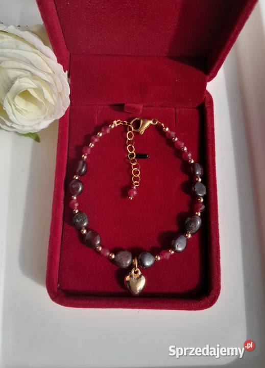 Bransoletka z kamienia naturalnego granat rubin mazowieckie Kozienice