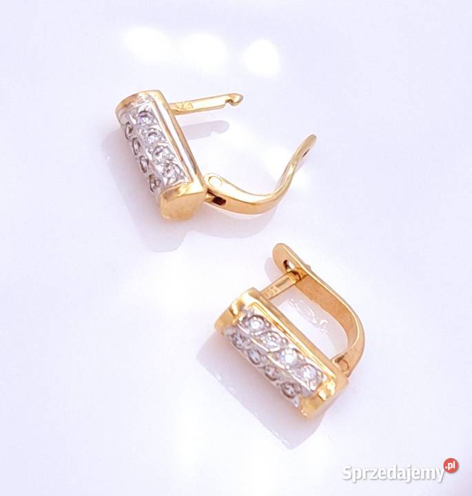 25Kolczyki Złote pr585 Wałeczki zapięcie wielkopolskie