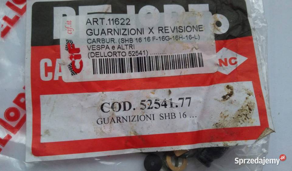 USZCZELKI GAŹNIKA DELLORTO SHB 16 PIAGGIO VESPA