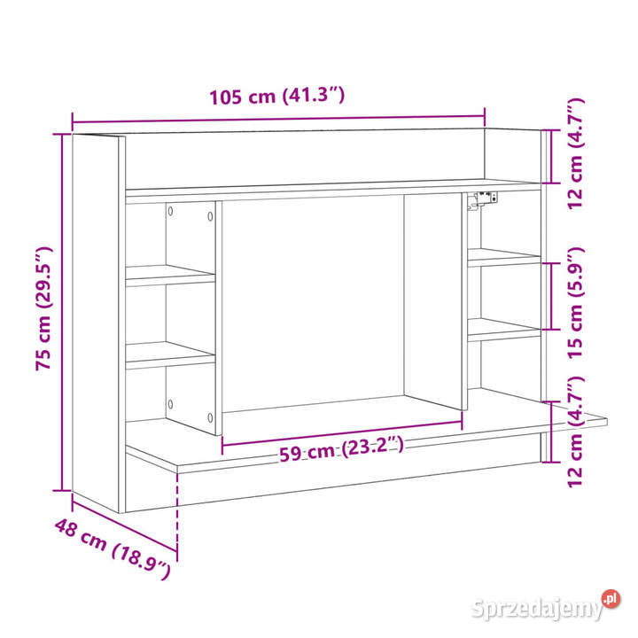 Biurko wiszące białe 105x48x75 materiał