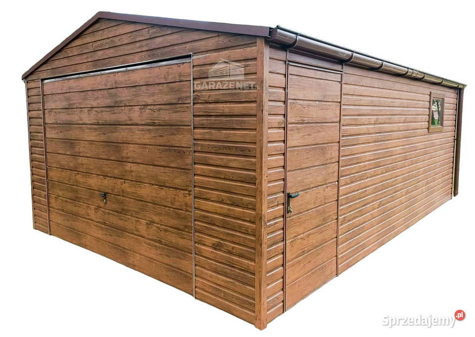 GARAŻ BLASZANY 4M X 6M DREWNOPODOBNY BRAMA Wisła