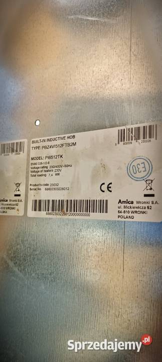 Płyta indukcyjna Amica PI6512TK na części Gorzów Wielkopolski sprzedam