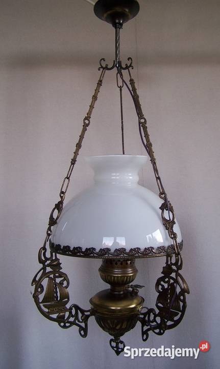 Lampa wisząca naftowiec szkło mleczne mosiądz Koszalin sprzedam