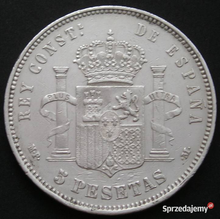 Hiszpania 5 peset 1888 SREBRO Alfonso XIII Łódź