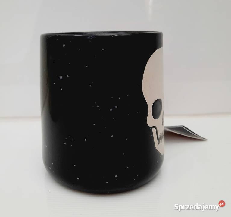 Skull cup biała czacha czarny kubek halloween sprzedam