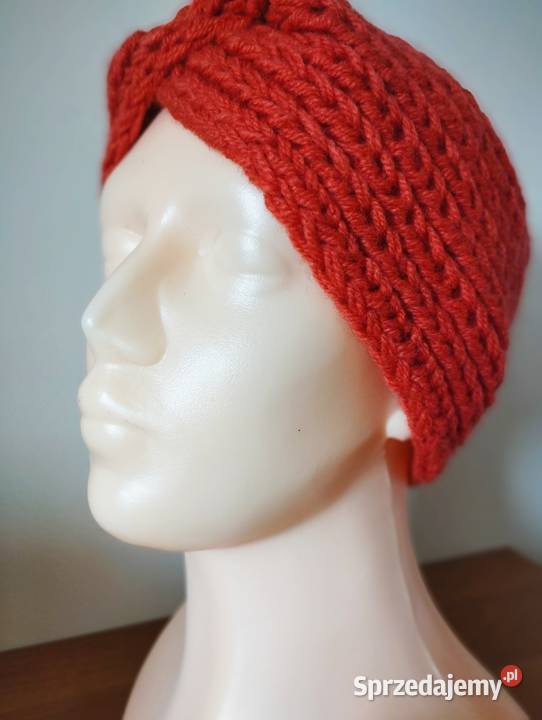 Pomarańczowa opaska na głowę turban handmade warmińsko-mazurskie Olsztyn
