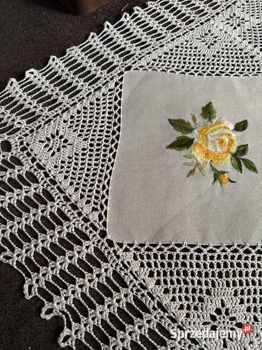 obrus duży szydełkowy haftowany rękodzieło śląskie Zabrze sprzedam