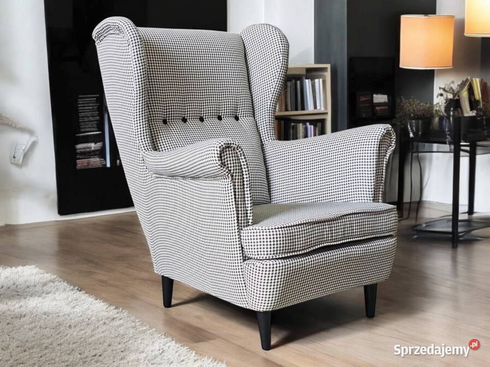 Fotel Uszak Wzorzysty Pepitka Różne Kolory Tarchały Małe