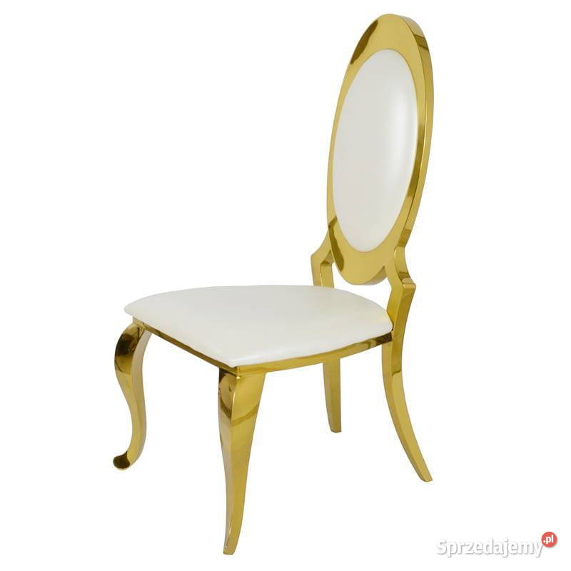 Krzesła glamour Victoria Złote Do jadalni Stół Salon Białe