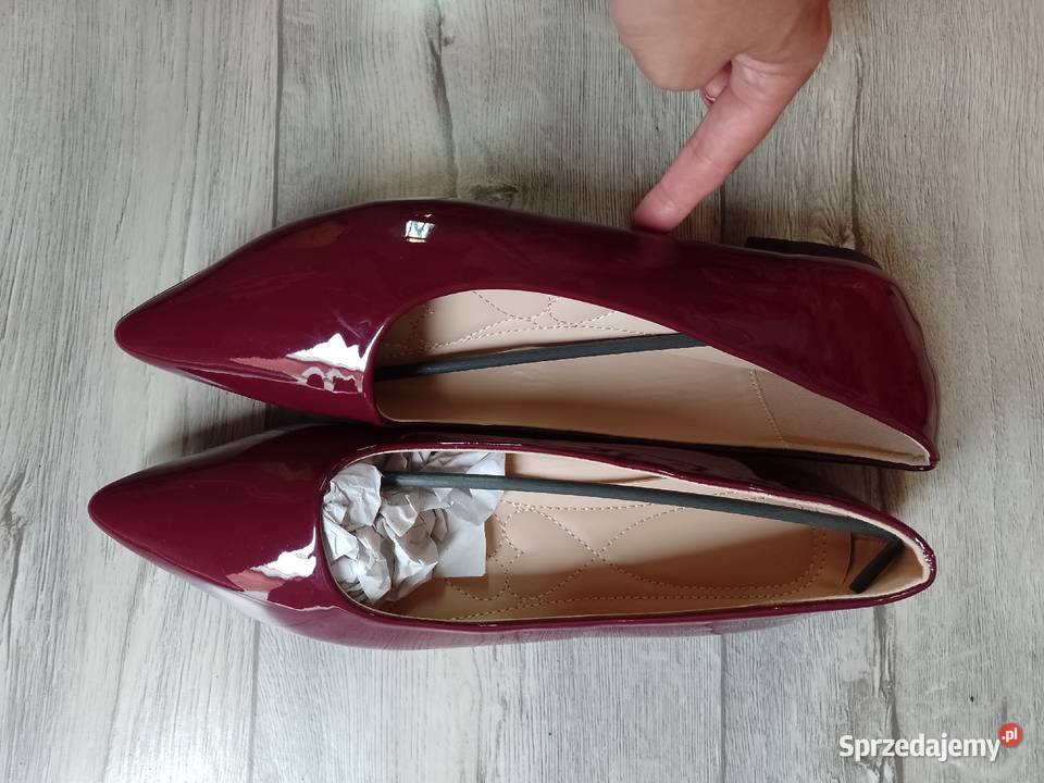 4344 Bordowe baleriny wieczorowe NOWE Kraków sprzedam