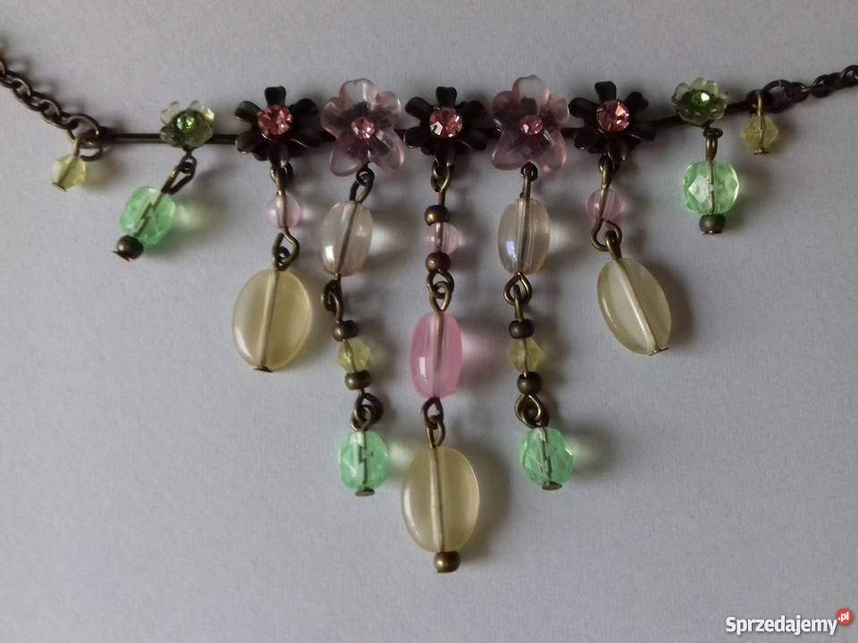 Zestaw biżuterii naszyjnik kolczyki z kwiatkami wielkopolskie Ostrzeszów