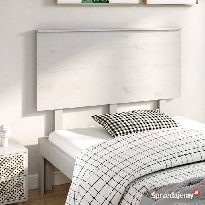 Wezgłowie łóżka białe 124x6x825 lite drewno