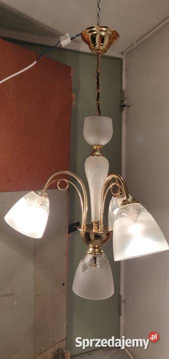Piękny żyrandol 3 sekcje klosz szkło