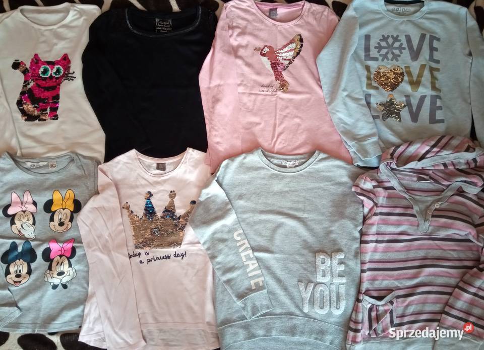 Zestaw 8 bluzek długi rękaw r134 9 lat+ Grójec sprzedam