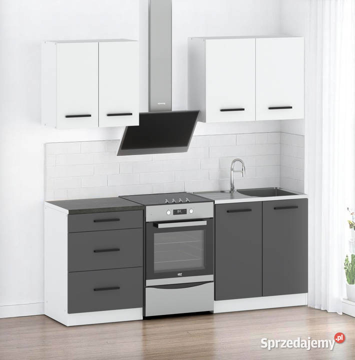 Meble Kuchenne Biało Szare Mat Nowoczesne Zestaw Elbląg