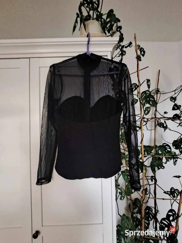 Czarna elegancka bluzka z siateczki długi rękaw długi pomorskie Trąbki Wielkie sprzedam